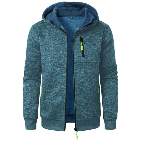 Iugvhana Hoodies for Men Lightweight Casual Full Zip Long Sleeve Sweatshirt Loose Sports Hooded Jacket with Zipper Pockets Navy L