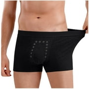 Iugvhana Incontinence Underwear for Men – Washable Cotton Boxers, Leak-Proof Bladder Control Briefs with 60ML Absorbency Black#1 XXL