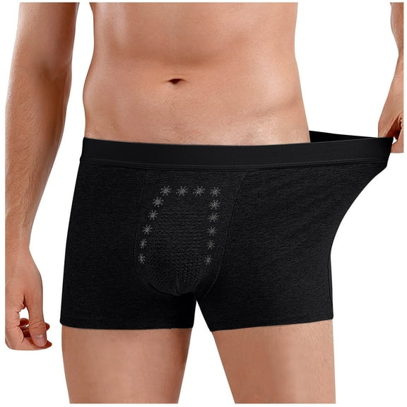 Iugvhana Incontinence Underwear for Men – Washable Cotton Boxers, Leak-Proof Bladder Control Briefs with 60ML Absorbency Black#1 XXL
