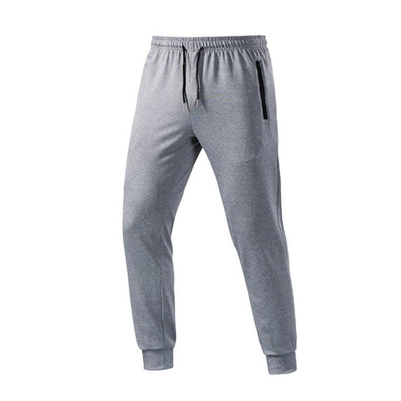 Iugvhana Jogger Pants for Men Loose Fit Elastic Waist Casual Drawstring Athletic Pants Zipper Pocket Lightweight Running Gym Workout Pants Gray M