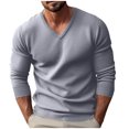 thumbnail image 1 of Iugvhana Knit Sweaters for Men Casual Solid Long Sleeve V-Neck Pullover Sweater Top Thick Warm Fall Clothes Gray XXXL, 1 of 9