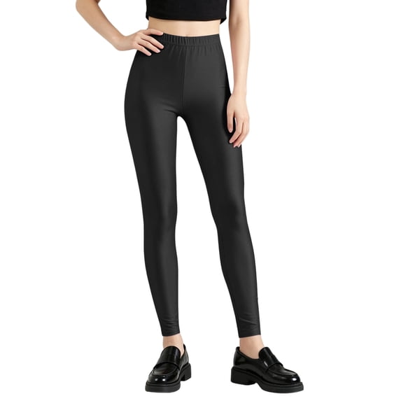 Iugvhana Leggings for Women Soft Stretch High Waisted Skinny Yoga Tights Pants Elastic Waist Tummy Control Pull on Athletic Leggings Black Free Size