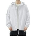 thumbnail image 1 of Iugvhana Lightweight Jacket for Men Zipper Hooded Coat Sun Protection Clothing Thin Breathable Casual Sports Jackets White XXXL, 1 of 8