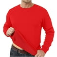 thumbnail image 1 of Iugvhana Long Sleeve Round Neck Sweatshirts for Men Fleece Lined Warm Tops Regular Fit Solid Casual Pullover Sweatshirt Red XXXXXL, 1 of 8