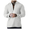 thumbnail image 1 of Iugvhana Male Zipper Up Waffle Shirt Slim Fit Lapel Pullover T-Shirts Long Sleeve Casual Solid Color Tees Tops Blouse White XL, 1 of 5