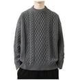 thumbnail image 1 of Iugvhana Men Cable Knit Vintage Sweater Loose Casual Knitted Sweater Unisex Woven Crewneck Knitted Top Gray XXXL, 1 of 3