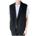 thumbnail image 1 of Iugvhana Men Sleeveless Business Vest Blazers Dressy Open Front Button Up Lapel Work Vests Summer Jacket with Pockets Black XXXL, 1 of 7