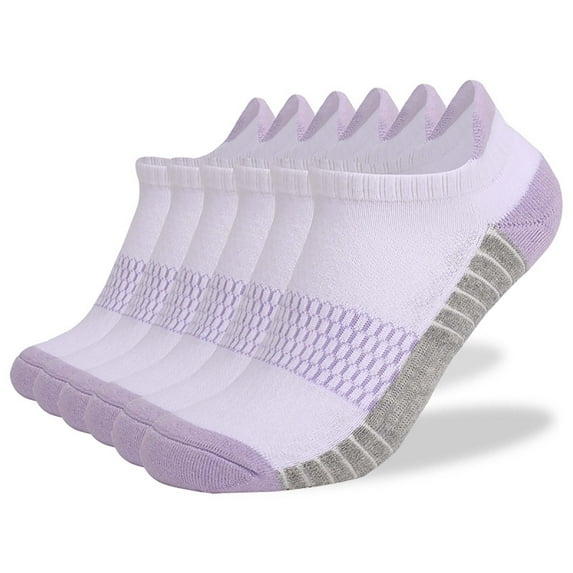 Iugvhana Men & Women's 6 Pack Ankle Athletic Socks - Low Cut Cotton, Breathable Running Tab with Cushion Sole Purple M
