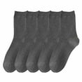 thumbnail image 1 of Iugvhana Men & Women's Crew Socks - Solid Color, Comfortable, Breathable Knitted Cotton, Cushioned Athletic, 5 Pairs Dark Gray Free Size, 1 of 5