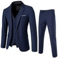 thumbnail image 1 of Iugvhana Men's 3 Piece Slim Fit Suit Set, Two Button Blazer Solid Jacket Vest Pants Wedding Business Suit Tuxedo Suits for Men Navy#1 XXL, 1 of 1