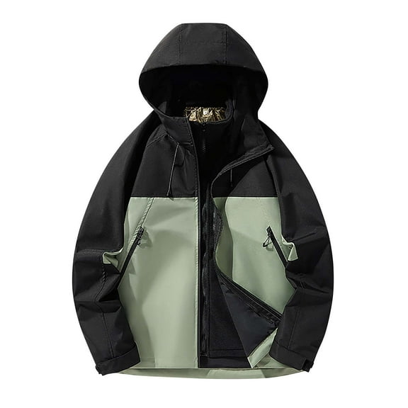 Iugvhana Men's 3 in 1 Ski Jacket Warm Fleece Lined Winter Snow Coat Waterproof Windproof Hooded Warm Coat Green S