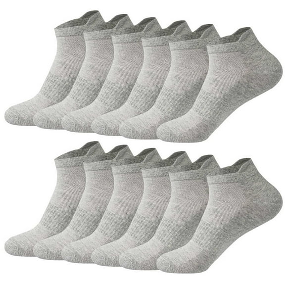 Iugvhana Men's Ankle Length Socks 6 Pack- Soft Cushioning, Comfort & Breathable, Arch Grip, Pull Collar in Cotton Gray M