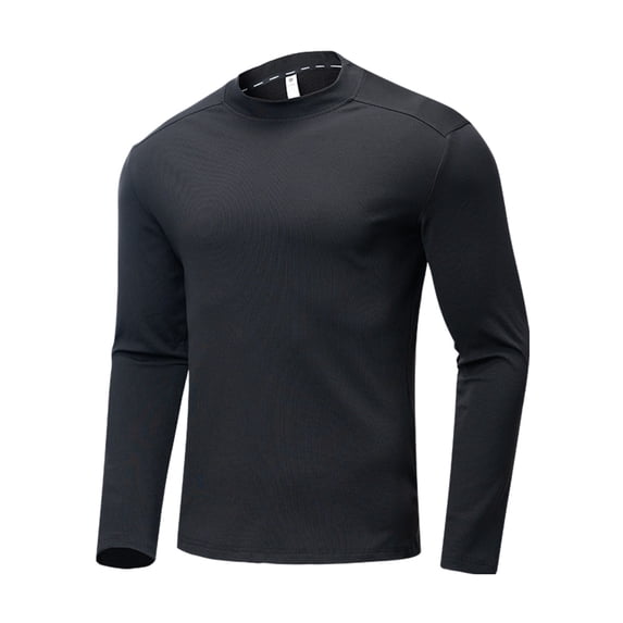 Iugvhana Men's Athletic Compression Shirt Running Shirts Round Neck Casual Pullover Long Sleeve Tees Tops Quicking Dry Workout T-Shirts Black XXL