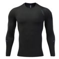 thumbnail image 1 of Iugvhana Men's Athletic Compression Shirt Running Shirts Round Neck Casual Pullover Long Sleeve Tees Tops Workout T-Shirts Black L, 1 of 2