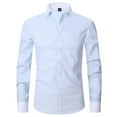 thumbnail image 1 of Iugvhana Men's Big and Tall Dress Shirt Leisure Turn-down Collar Button Long Sleeve Shirts Business Formal Work Office Blouse Blue M, 1 of 2