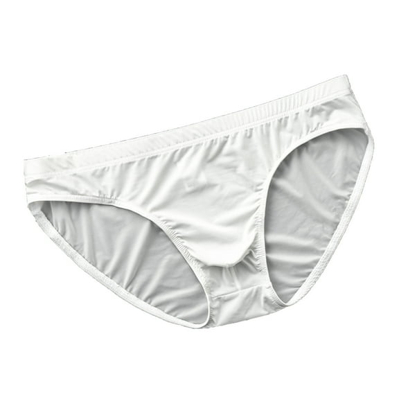 Iugvhana Men's Bikini Ice Silk Underwear Low Rise Briefs Microfiber Underpants Lightweight Breathable White XL