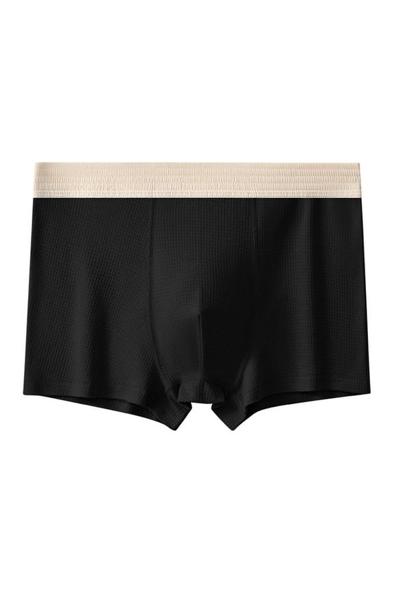 Men's Breathable Viscose Cotton Moisture Wicking No Roll Waistband Tagless Underwear Boxer Briefs Black XXXL