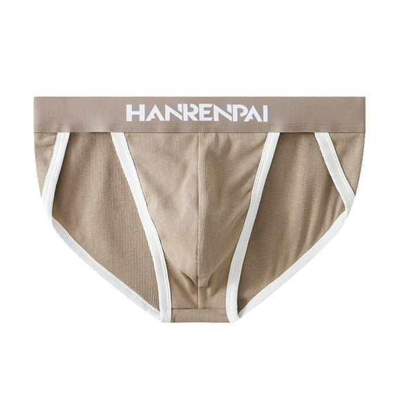 Iugvhana Men's Briefs Underwear Low Rise Support Briefs Wide Waistband Bikini Comfortable Cotton Underwear for Men Khaki M