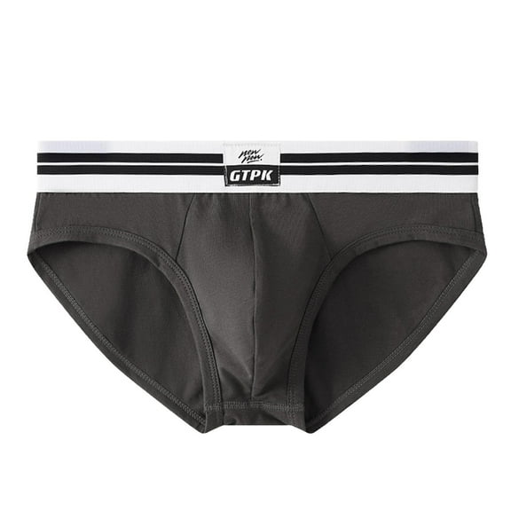 Iugvhana Men's Bulge Enhancing Briefs Cotton Underwear Ball Pouch with Support Strap Comfort Breathable Bikini Dark Gray XL