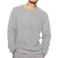 thumbnail image 1 of Iugvhana Men's Cable Knit Sweater Lightweight Casual Crewneck Long-Sleeve Pullover Sweaters Loose Fit Tops Gray L, 1 of 5