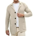 thumbnail image 1 of Iugvhana Men's Cardigan Sweaters Casual Button Down Knitted Sweater with Pockets Long Sleeve Open Front Cardigans Khaki S, 1 of 6
