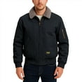thumbnail image 1 of Iugvhana Men's Cargo Jackets Winter Warm Fleece Lined Jacket Lapel Full Zip Long Sleeve Thermal Outdoor Vintage Coat Outwear Black M, 1 of 7