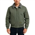 thumbnail image 1 of Iugvhana Men's Cargo Jackets Winter Warm Fleece Lined Jacket Lapel Full Zip Long Sleeve Thermal Outdoor Vintage Coat Outwear Dark Green L, 1 of 7