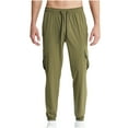 thumbnail image 1 of Iugvhana Men's Cargo Sweatpants Casual Track Cuff Solid Color Workout Pants with Pocket Elastic Waist Athletic Jogger Sport Outdoor Trousers Army Green XL, 1 of 5