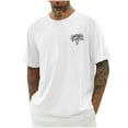 thumbnail image 1 of Iugvhana Men's Casual Palm Tree Print T-Shirt Drop Shoulder Short Sleeve Round Neck Shirts Summer Sports Tops Relaxed White M, 1 of 4