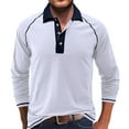 thumbnail image 1 of Iugvhana Men's Classic Button Down Polo Shirt Casual Long Sleeve Pullover Shirts Turndown Collar Slim Fit T-Shirt Top White XL, 1 of 6