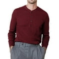 thumbnail image 1 of Iugvhana Men's Classic Fit Shirt Long Sleeve Crewneck Half Button Up Pullover T-Shirt Blouse Casual Solid Color Base Shirts Tops Wine L, 1 of 7