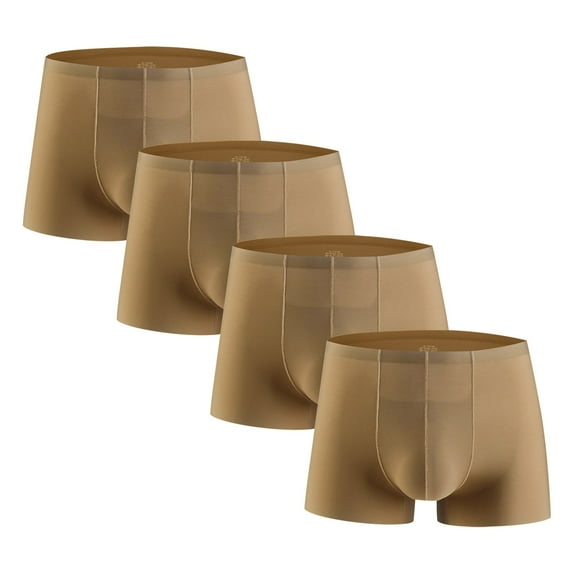 Iugvhana Men's Comfort Soft Cool Boxer Briefs – 4-Pack Breathable Underwear, Super Value for Daily Wear Brown L