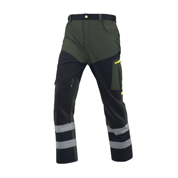 Iugvhana Men's Construction Work Pants Relaxed Fit Stretch Cargo Pants Multi-Pocket Water Resistant Utility Pants Green L