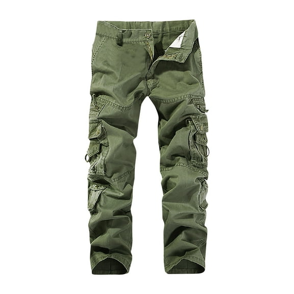 Iugvhana Men's Cotton Cargo Work Pants Big and Tall Loose Baggy Travel Hiking with Multi Pockets Casual Solid Color Outdoor Straight Fit Trousers Camouflage XXXXXL