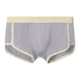 thumbnail image 1 of Iugvhana Men's Cotton Stripe Boxers – Button Fly Lounge Trunks, Low Rise Design for Casual Comfort Gray L, 1 of 5
