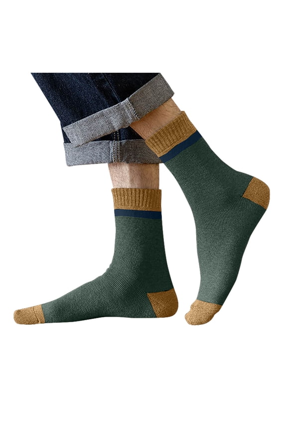 Men's Cushion Crew Socks - Comfortable Cotton, Moisture-Wicking Breathable, 1 Pair Green Free Size