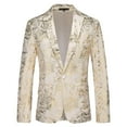 thumbnail image 1 of Iugvhana Men's Dress Floral Suit Notched Lapel Slim Fit Stylish Blazer Dress Suit White XXXL, 1 of 5