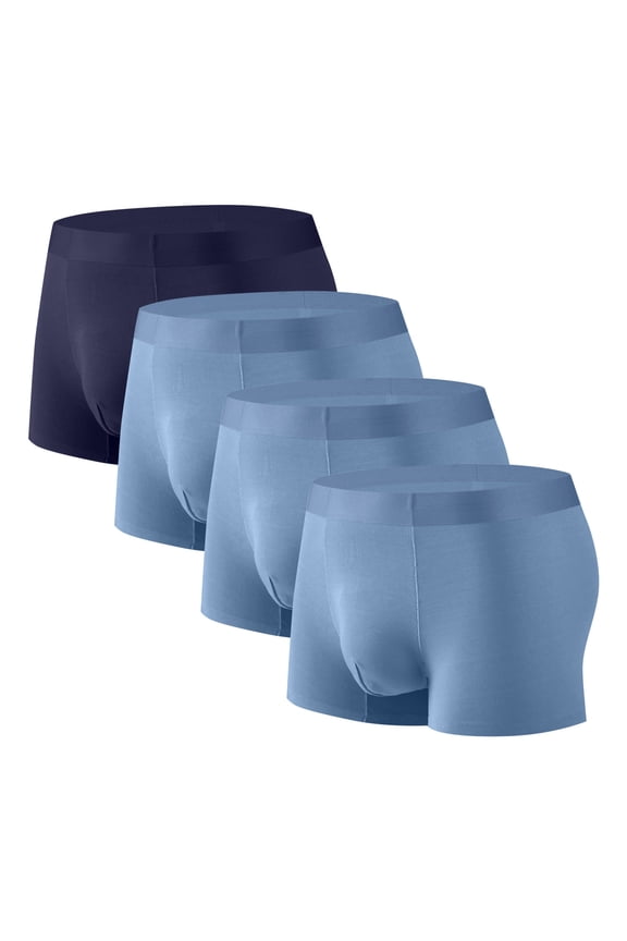 Men's Dual Pouch Boxer Briefs – Micro Modal Trunks with Ball Support, Bulge-Enhancing Underwear 4-Pack Sky Blue XXL