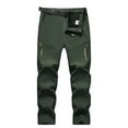 thumbnail image 1 of Iugvhana Men's Fleece Lined Pants Winter Thermal Thick Baggy Travel Hiking Snow Pants Big and Tall Loose Casual Outdoor Straight Fit Trousers Army Green XXXXXXL, 1 of 4