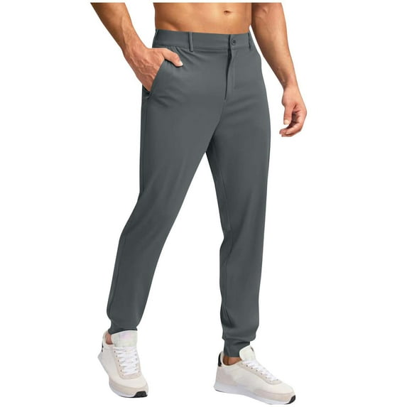 Iugvhana Men's Golf Jogger Pants Slim Fit Button Stretch Sweatpants with Pockets Casual Running Outdoor Travel Hiking Work Pants for Men Dark Gray M