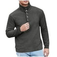 thumbnail image 1 of Iugvhana Men's Half Button Up Waffle Sweatshirt Turtleneck Warm Comfy Classic Solid Casual Pullover Sweatshirts Tops Dark Gray XXL, 1 of 7