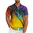 thumbnail image 1 of Iugvhana Men's Hawaiian Beach Sunset Shirt Summer Button Down Shirts Casual Short Sleeve Tropical Holiday Shirts Top Yellow#1 M, 1 of 6