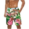 thumbnail image 1 of Iugvhana Men's Hawaiian Beach Swim Trunks Summer Tropical Floral Board Shorts Swimwear Bathing Suit with Pockets Pink#2 M, 1 of 5