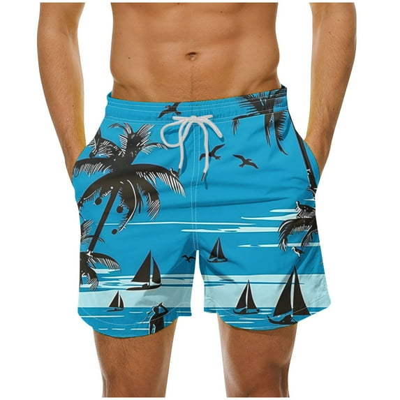 Iugvhana Men's Hawaiian Printing Shorts Beach Short Swimwear Sports Swim Board Shorts Swim Trunks Summer Party Shorts Multicolor#6 L