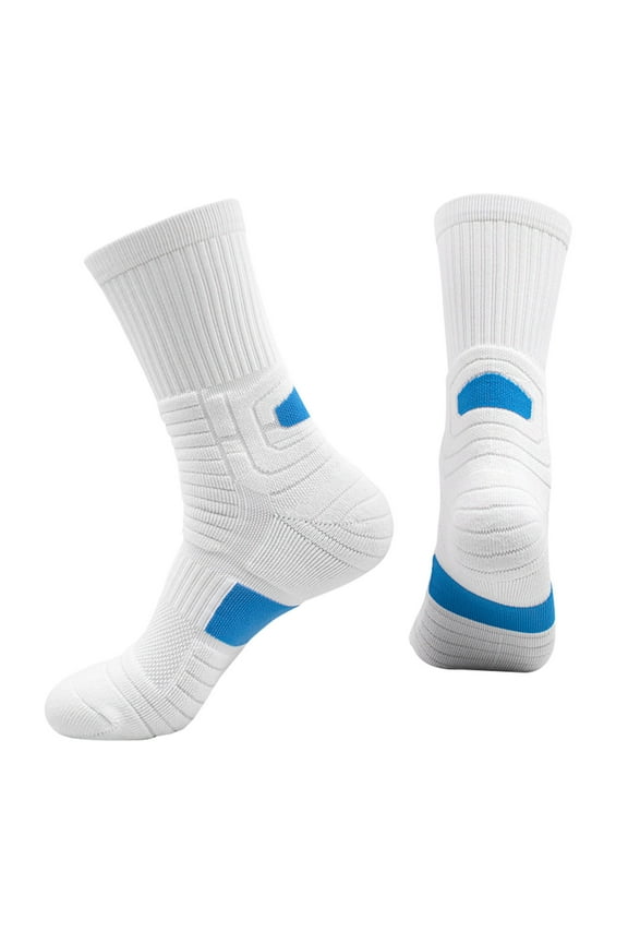 Men's Heavy Duty Crew Work Socks - Triple Layer Cushion & Moisture Control Technology for Construction Boots, Hunting, Outdoor Activities Blue Free Size