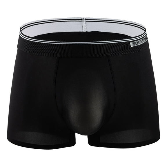 Iugvhana Men's Ice Silk Boxer Briefs – Soft, Stretchable Trunks with Middle Waist Design, Breathable Underpants for Ultimate Comfort Black M