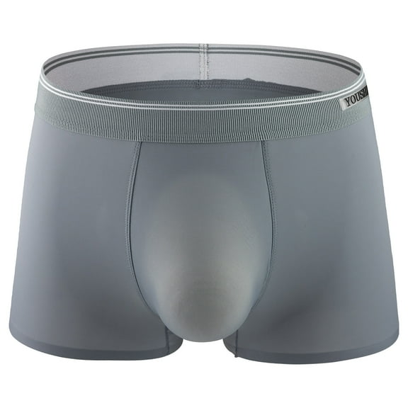 Iugvhana Men's Ice Silk Boxer Briefs – Soft, Stretchable Trunks with Middle Waist Design, Breathable Underpants for Ultimate Comfort Gray XL