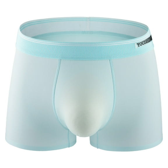 Iugvhana Men's Ice Silk Boxer Briefs – Soft, Stretchable Trunks with Middle Waist Design, Breathable Underpants for Ultimate Comfort Light Blue XL