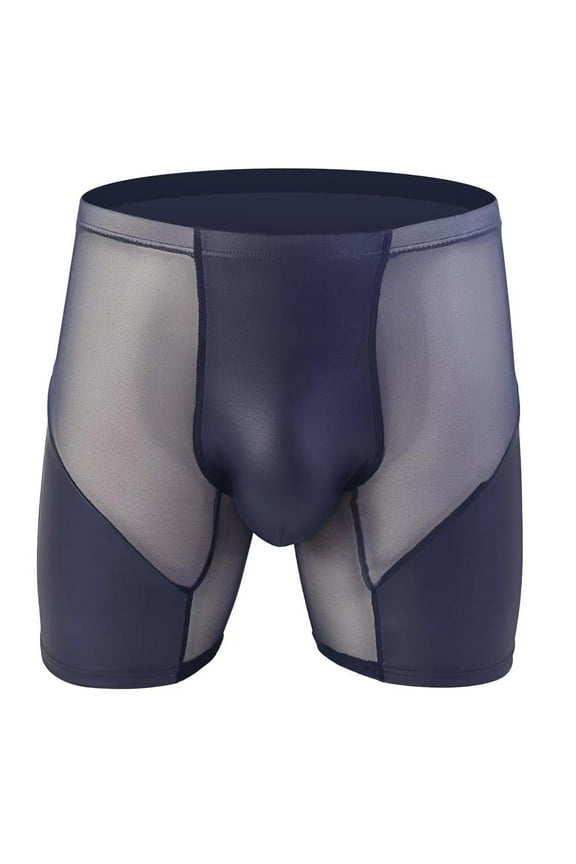 Men's Ice Silk Sports Boxer Briefs – Breathable Cooling Underpants, Moisture-Wicking Athletic Shorts for Workouts & Running Blue XL