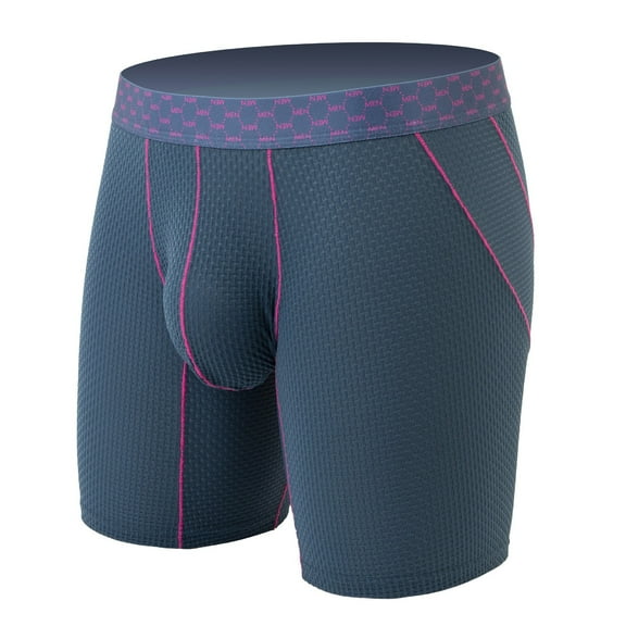 Iugvhana Men's Ice Silk Underwear with Bulge Pouch Breathable Cool Boxer Briefs Ultra-thin Stretch Boxers Navy L